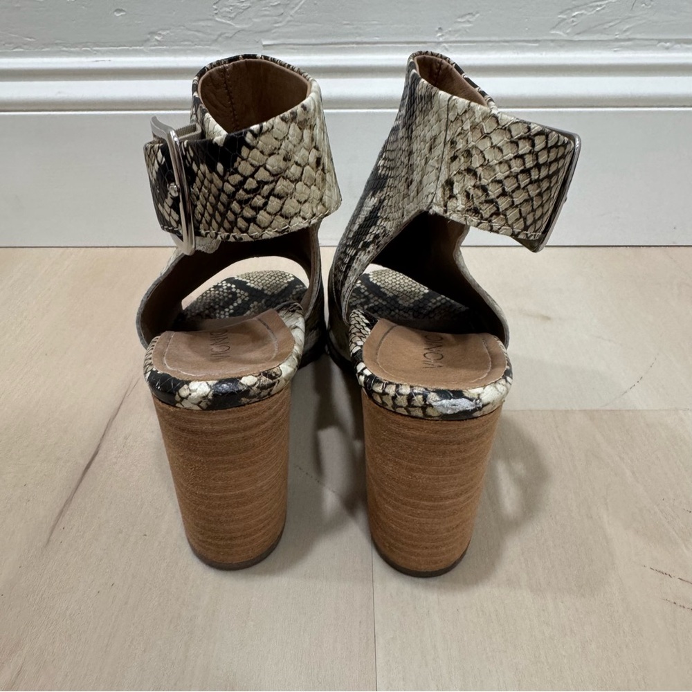 Vionic Blakely Snakeskin Open-Toe Bootie Heel Women's 8 Buckle Leather - Picture 9 of 13